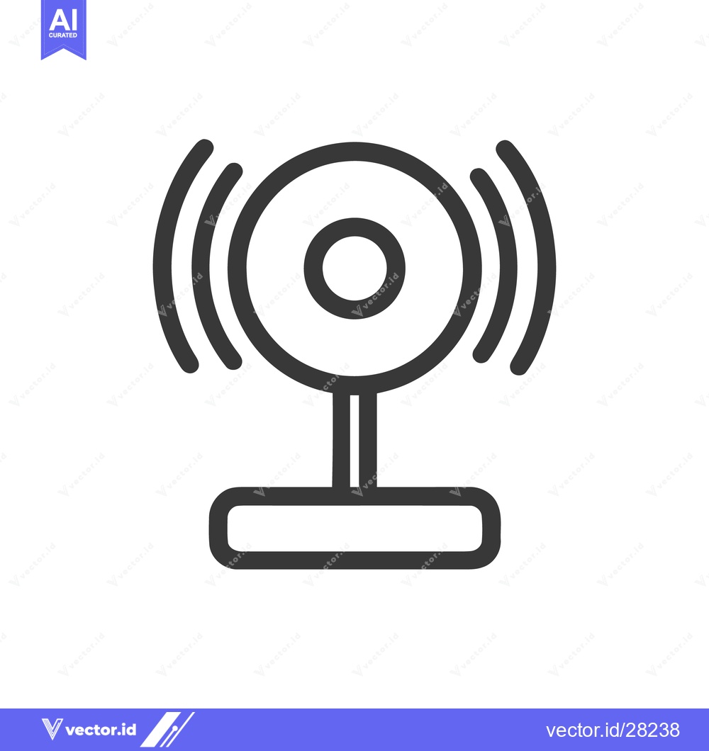 Premium Vector of Minimalist Webcam Icon with Signal Waves, Dark Gray on White Backgroun