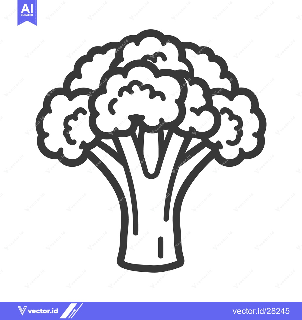 Premium Vector dari An isolated black and white graphic of a broccoli floret