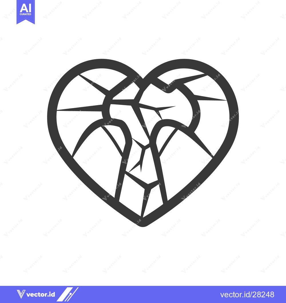 Premium Vector of A cracked heart symbol shows emotional pain and sadness