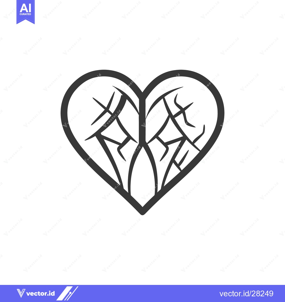 Premium Vector dari A graphic representation of a damaged or broken heart symbol