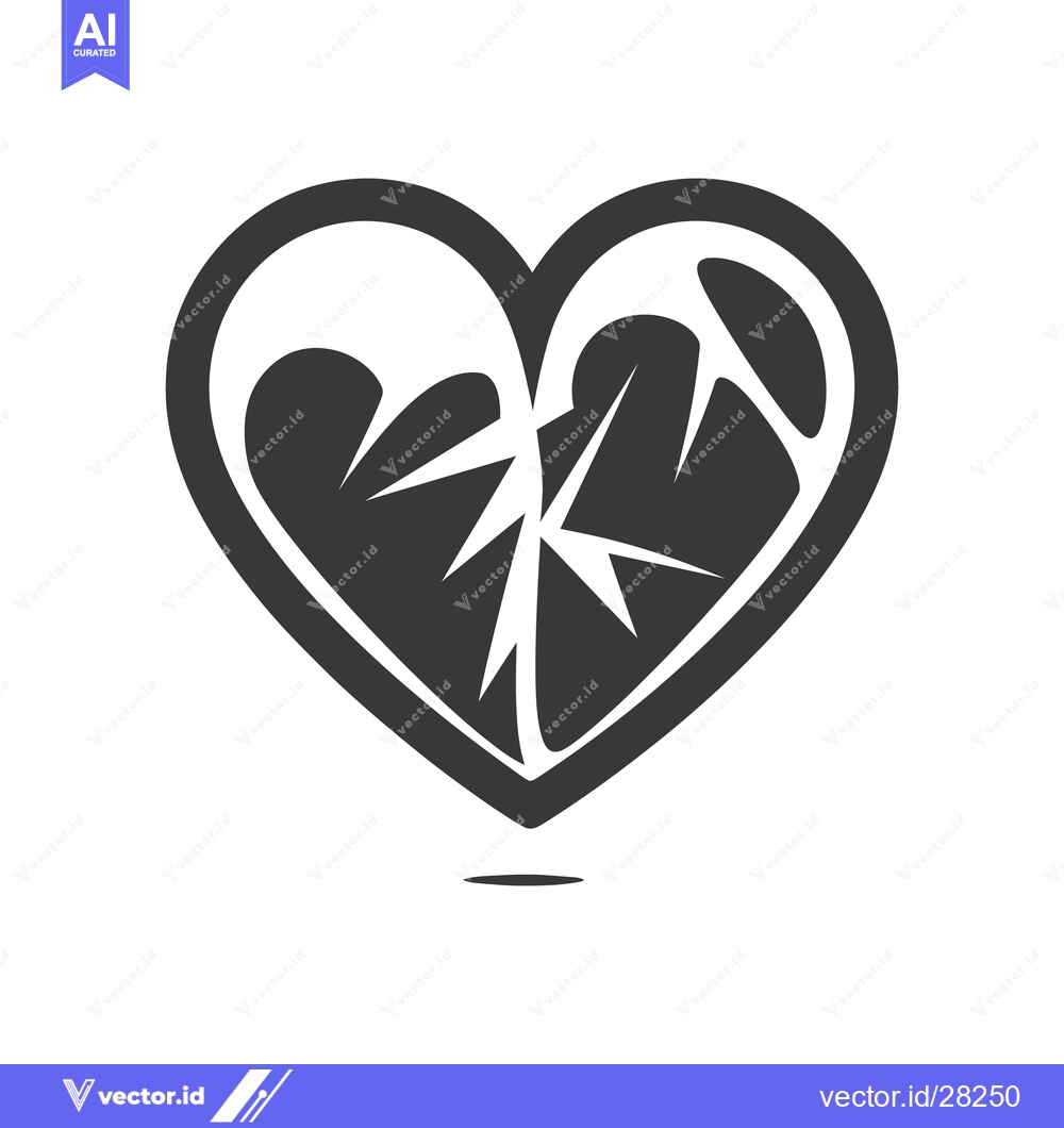 Premium Vector dari The fractured symbol of a heart against a white background