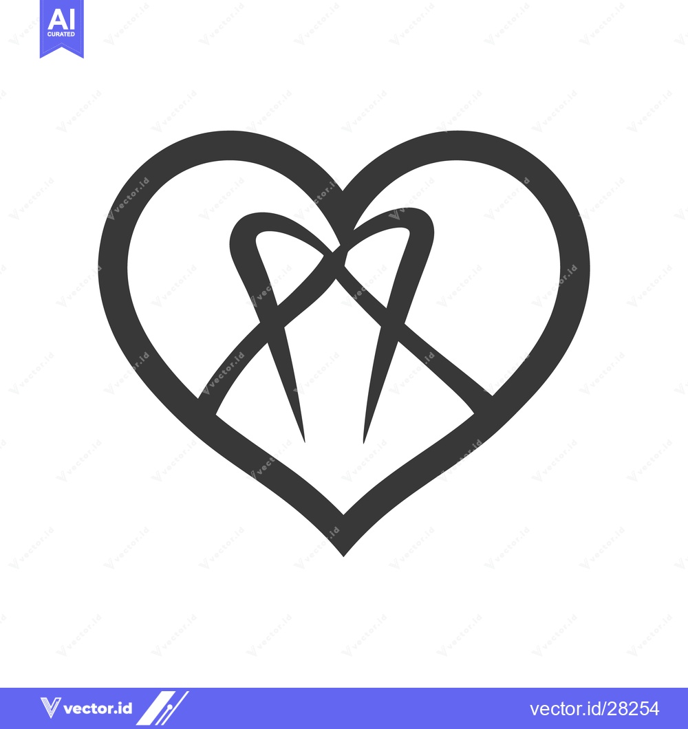 Premium Vector dari A stylized heart shape with abstract intersecting elements