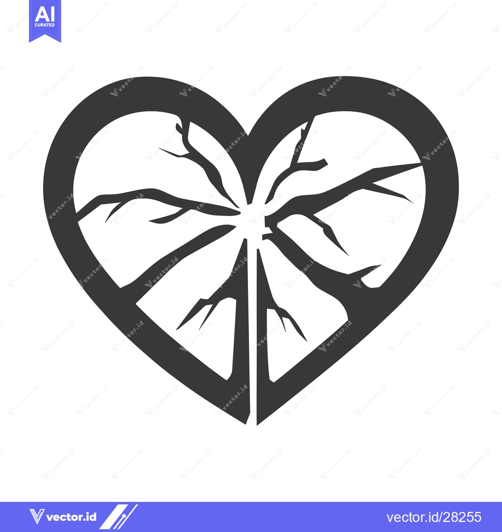 Premium Vector dari A graphical representation of a broken heart with branchlike cracks