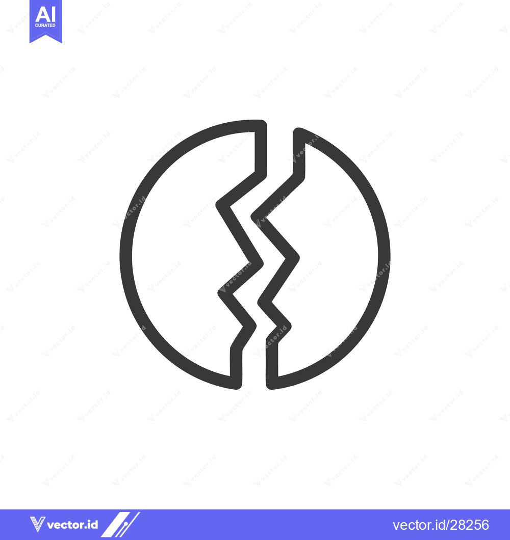 Premium Vector dari Broken Circle Icon: Dark Gray Outline with Zigzag Crack on White Backg