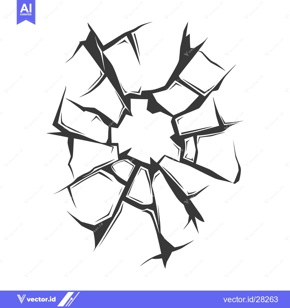 Premium Vector of Cracked Glass With Pieces And Damage In Graphic Design