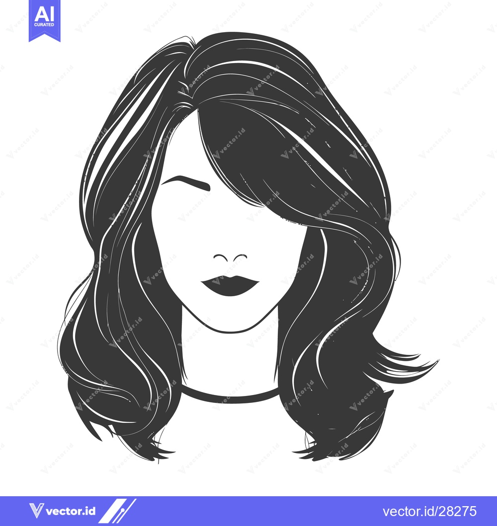 Premium Vector of A grayscale line art illustration of a female face