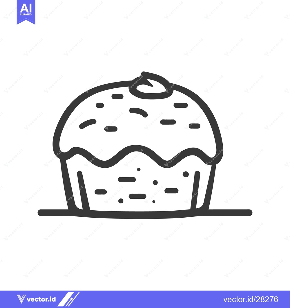 Premium Vector of A simple line art depiction of a delicious muffin with cream