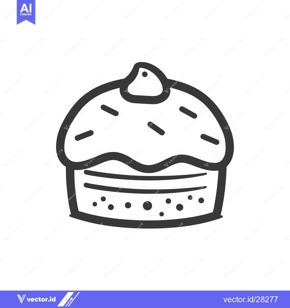 Premium Vector of An illustrated drawing of a cupcake with sprinkles on top