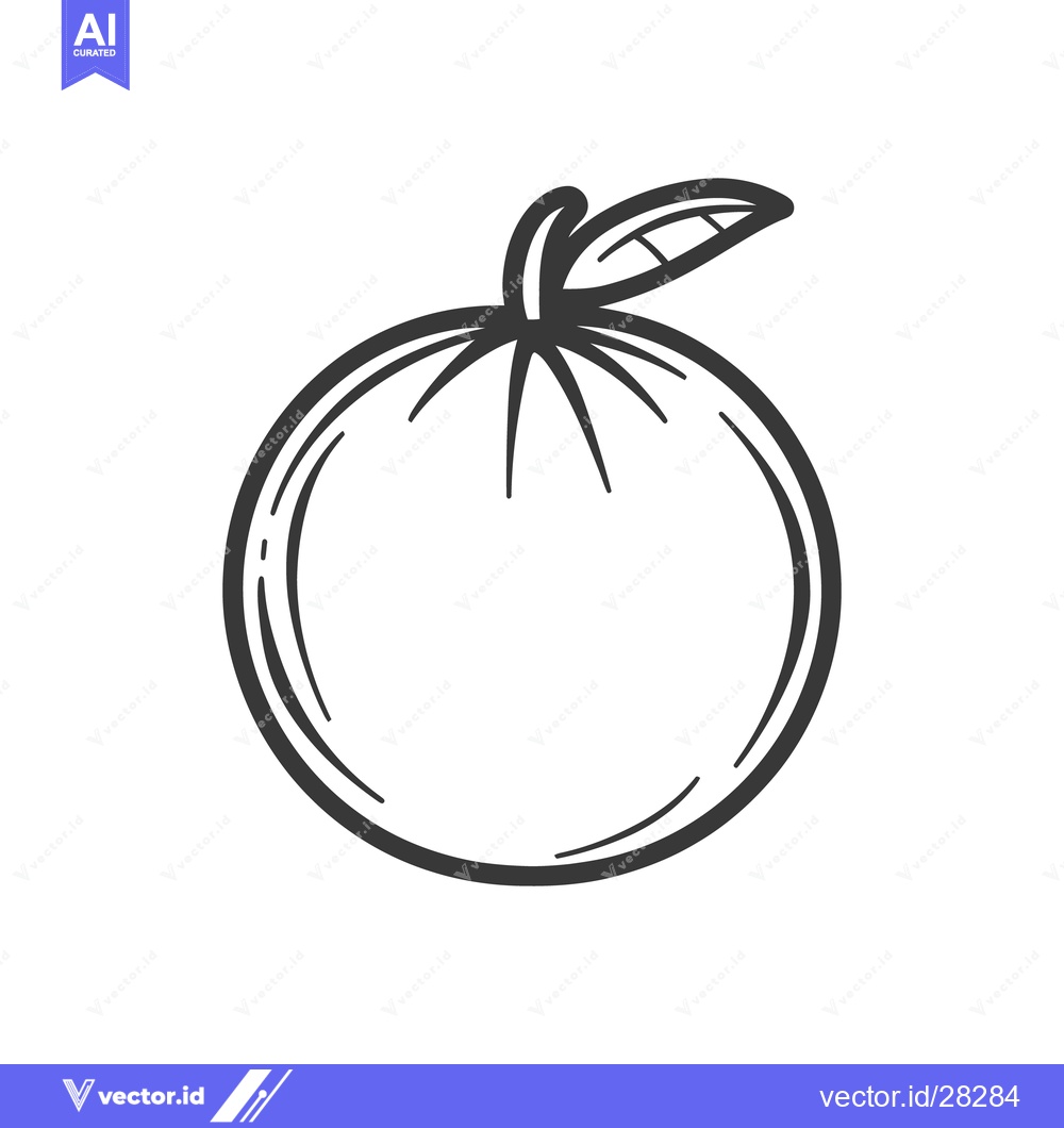 Premium Vector of A simple black and white illustration of a single orange fruit