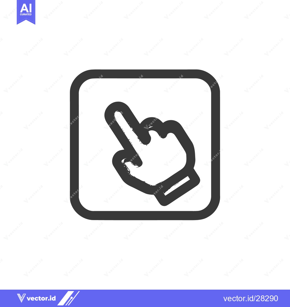 Premium Vector dari Grunge Style Hand Cursor Icon in Rounded Square Frame