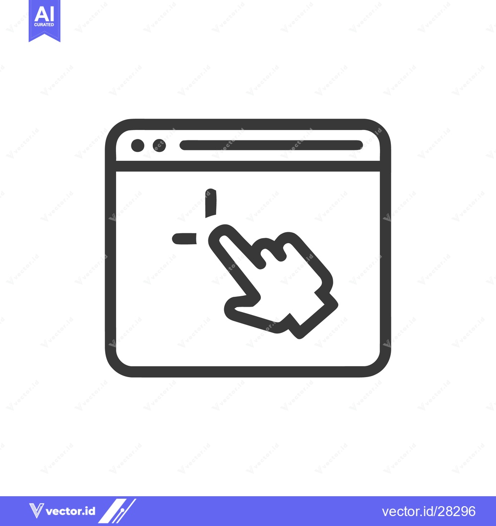 Premium Vector of Hand Cursor Clicking on Website Interface Icon, Minimalist Design