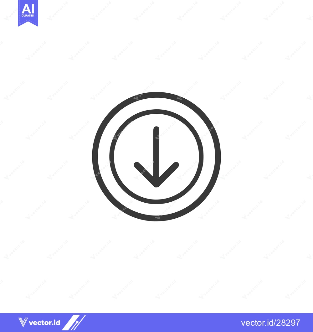 Premium Vector dari Minimalist Down Arrow Icon in Double Circle, Vector Design