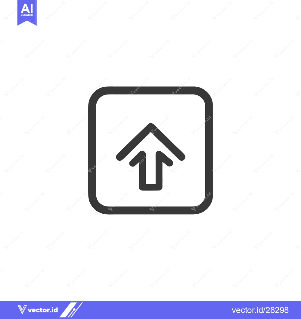 Premium Vector dari Simple Up Arrow Icon in Rounded Square Frame, Gray on White