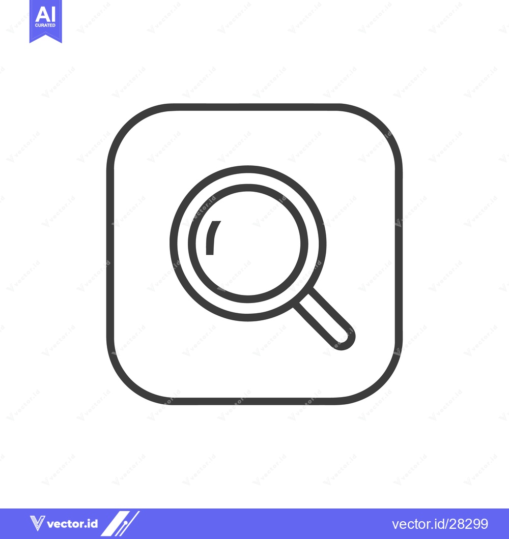 Premium Vector of Minimalist Magnifying Glass Icon in Rounded Square Frame, Search Symbo
