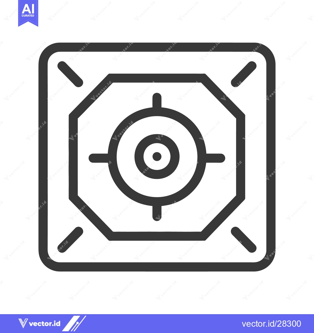 Premium Vector of A square icon depicting a target within an octagon shape