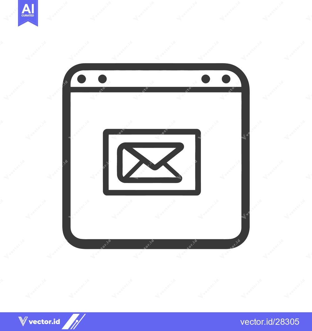 Premium Vector dari An illustrated email icon centered within a bordered window design