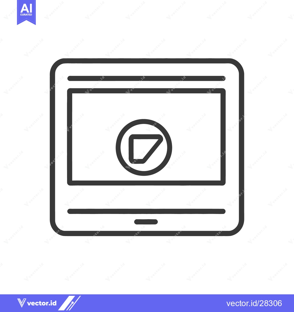 Premium Vector dari A digital tablet displays a play symbol on its screen