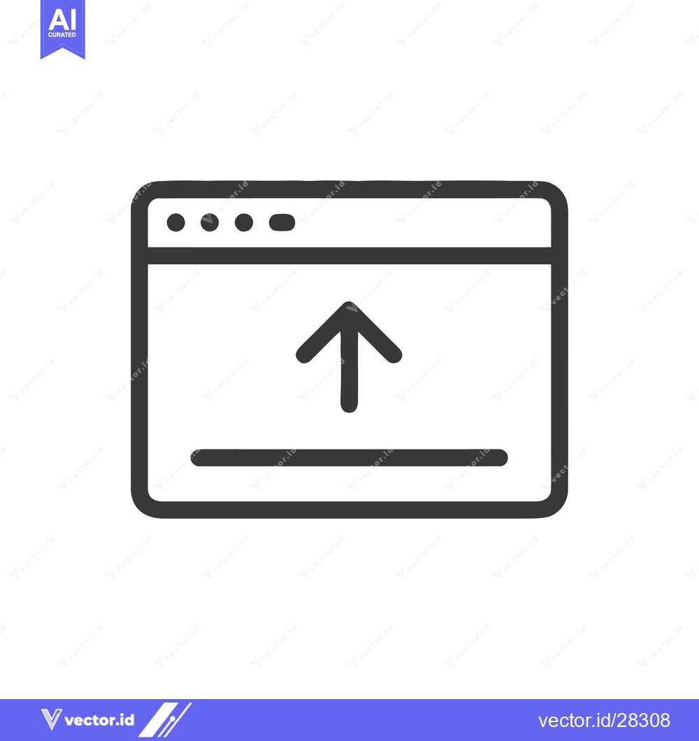 Premium Vector of Clean Upload Icon: Arrow Ascending in Browser Window, Minimalist Desig
