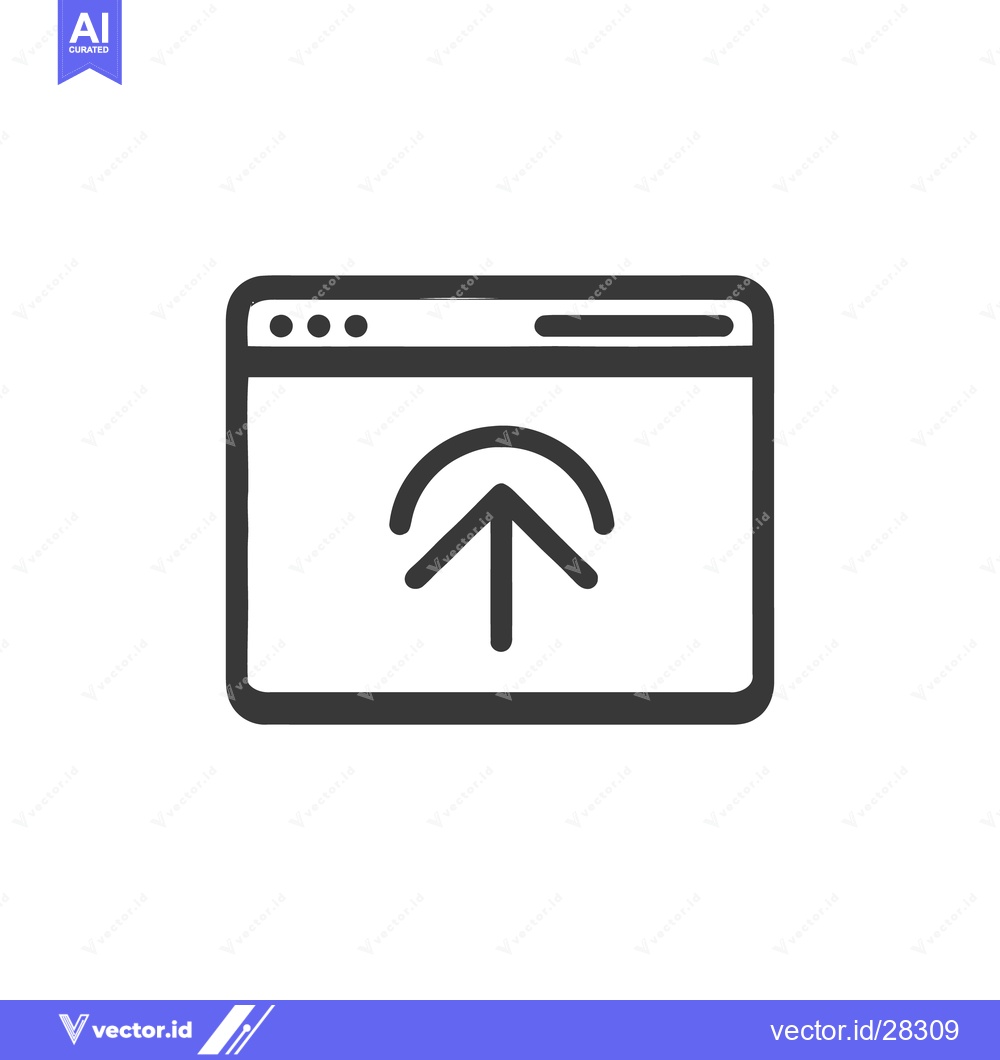 Premium Vector dari Upload Icon in Browser Window, Simple Line Art Style, Dark Gray on Whi