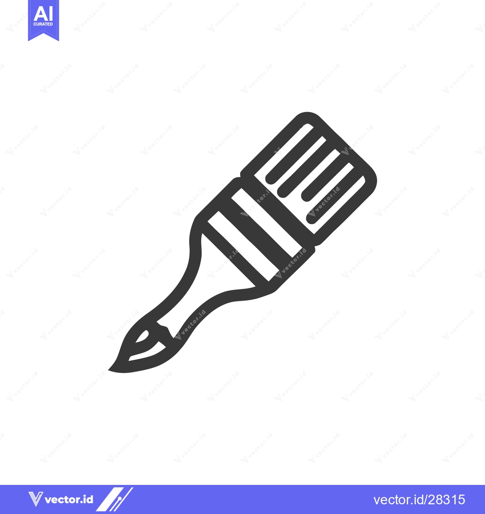 Premium Vector dari Minimalist Paintbrush Icon: Bold Outline on White Background, Art Supp