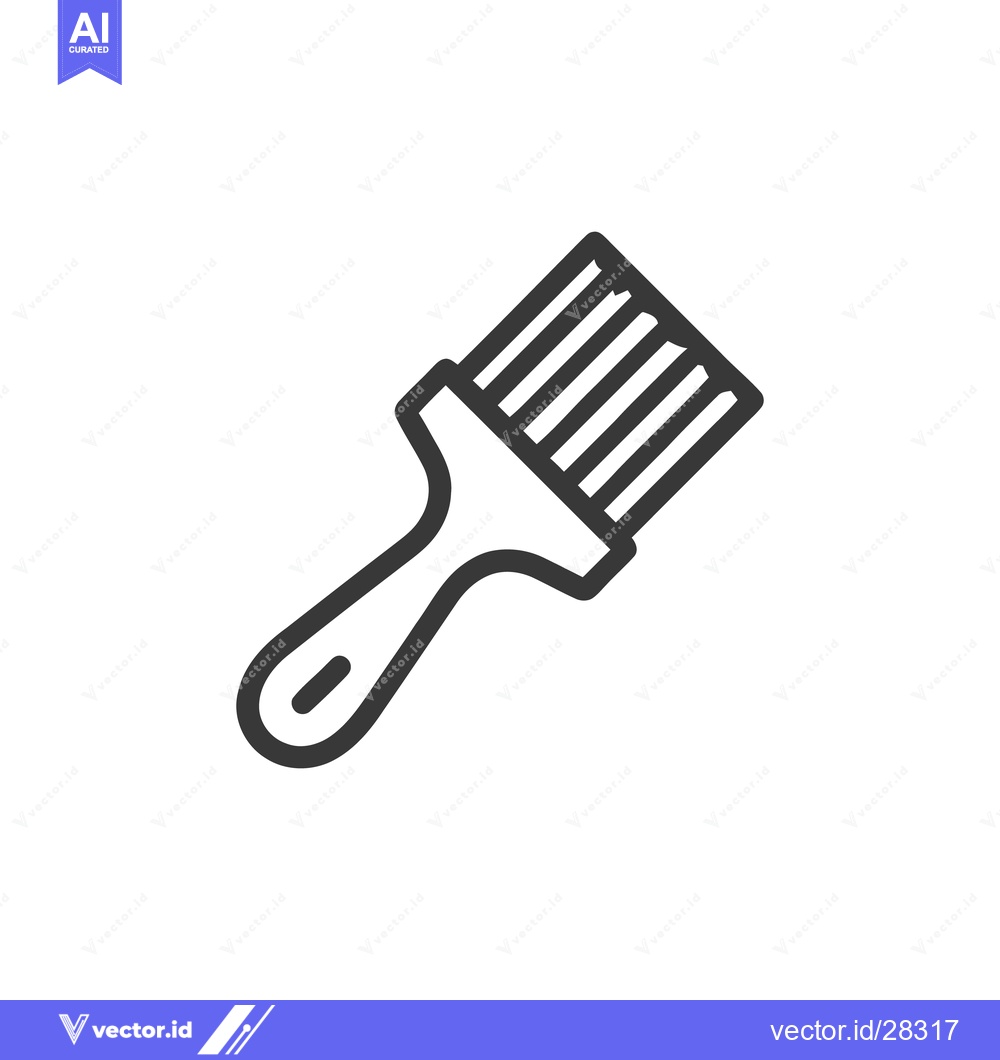 Premium Vector dari Minimalist Paint Brush Icon: Bold Outline on White Background
