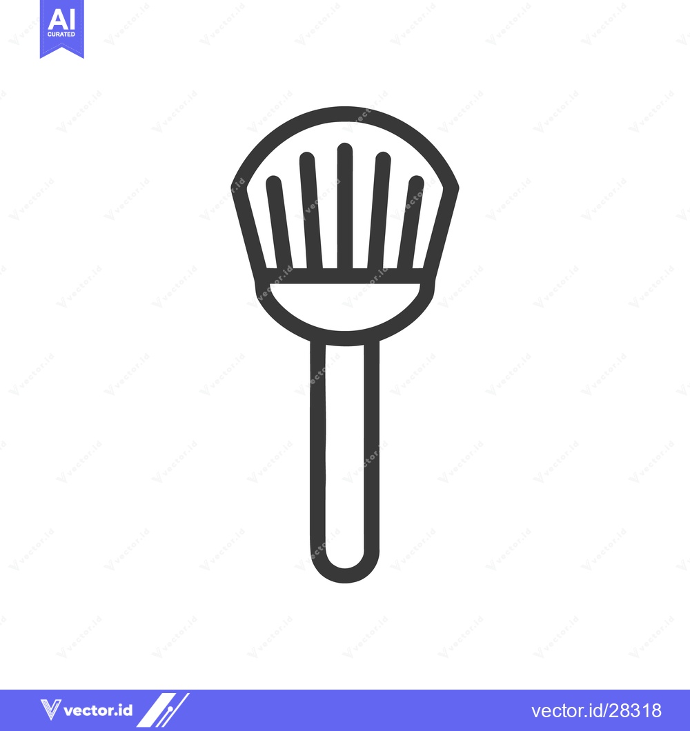 Premium Vector dari Stylized Outline Icon of a Makeup Brush with Bristles on White