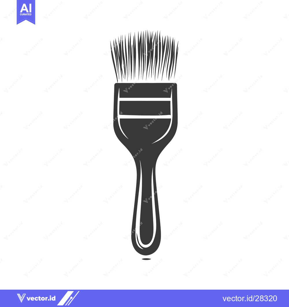 Premium Vector of A black and white illustration of a painters brush is shown