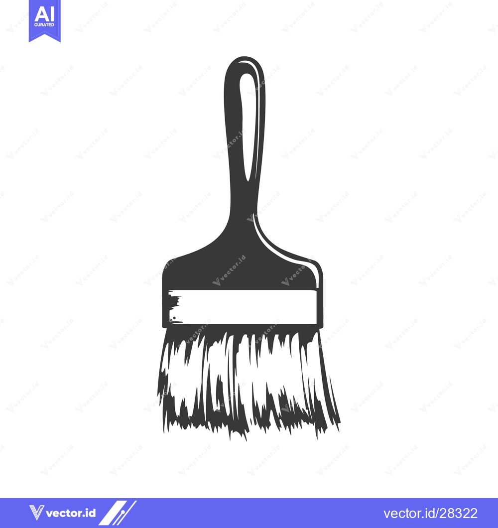 Premium Vector of A simple black paint brush with its long handle shown