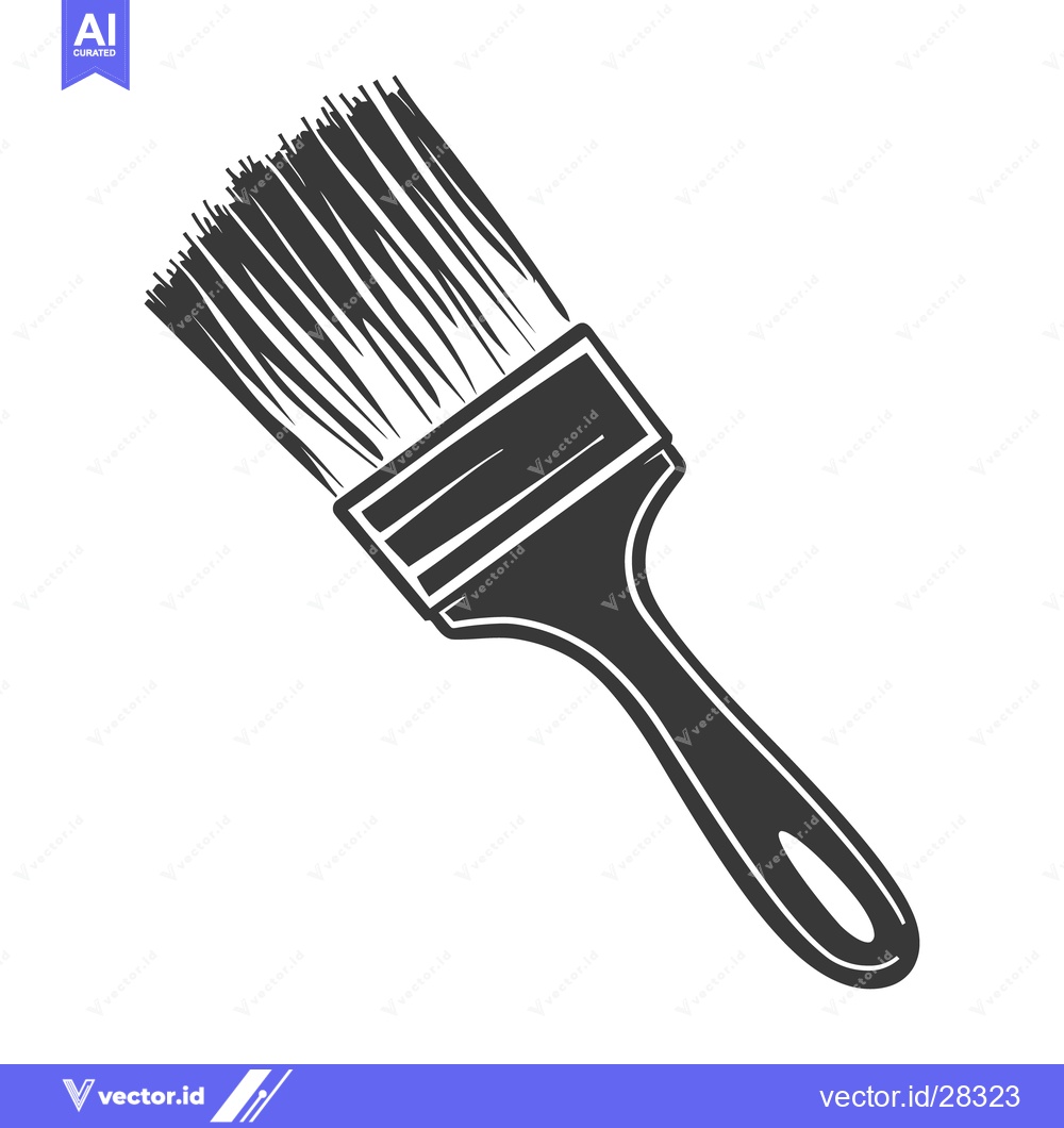 Premium Vector dari An angled black and white illustration of a paint brush