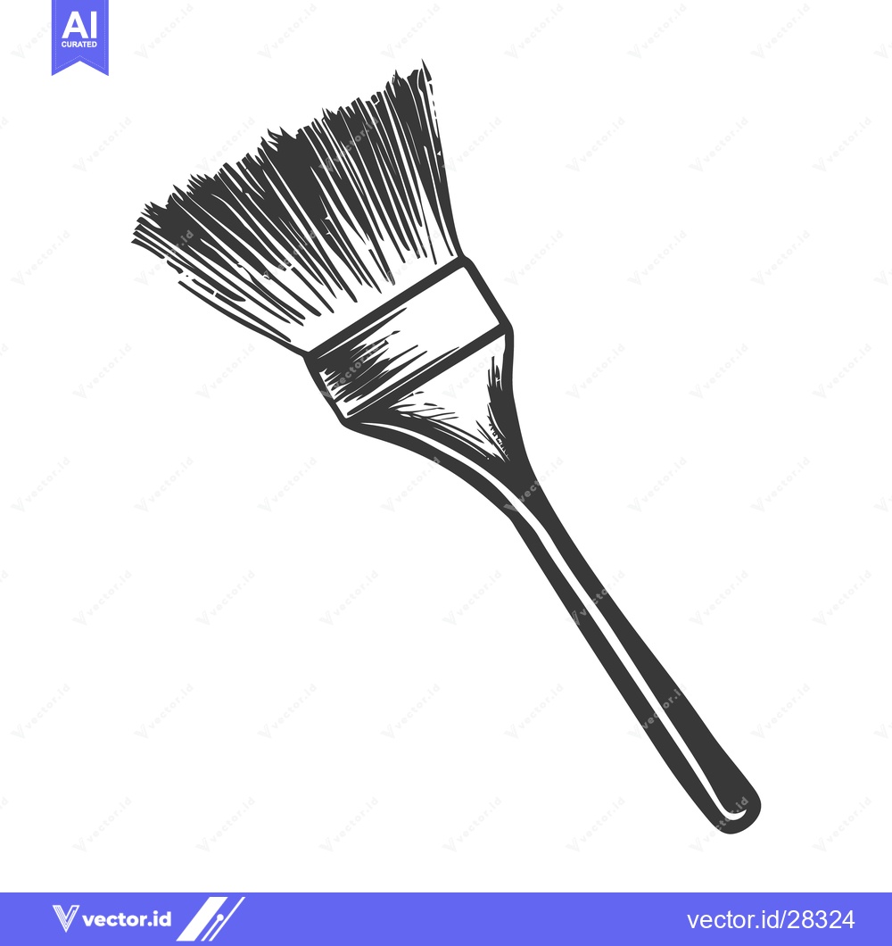Premium Vector of An angled monochrome image depicting a painters brush