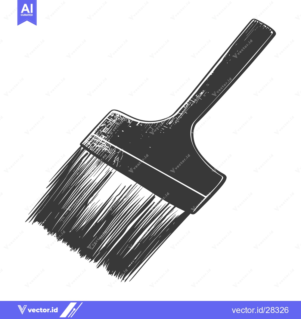 Premium Vector of A simple black and white illustration of a paint brush