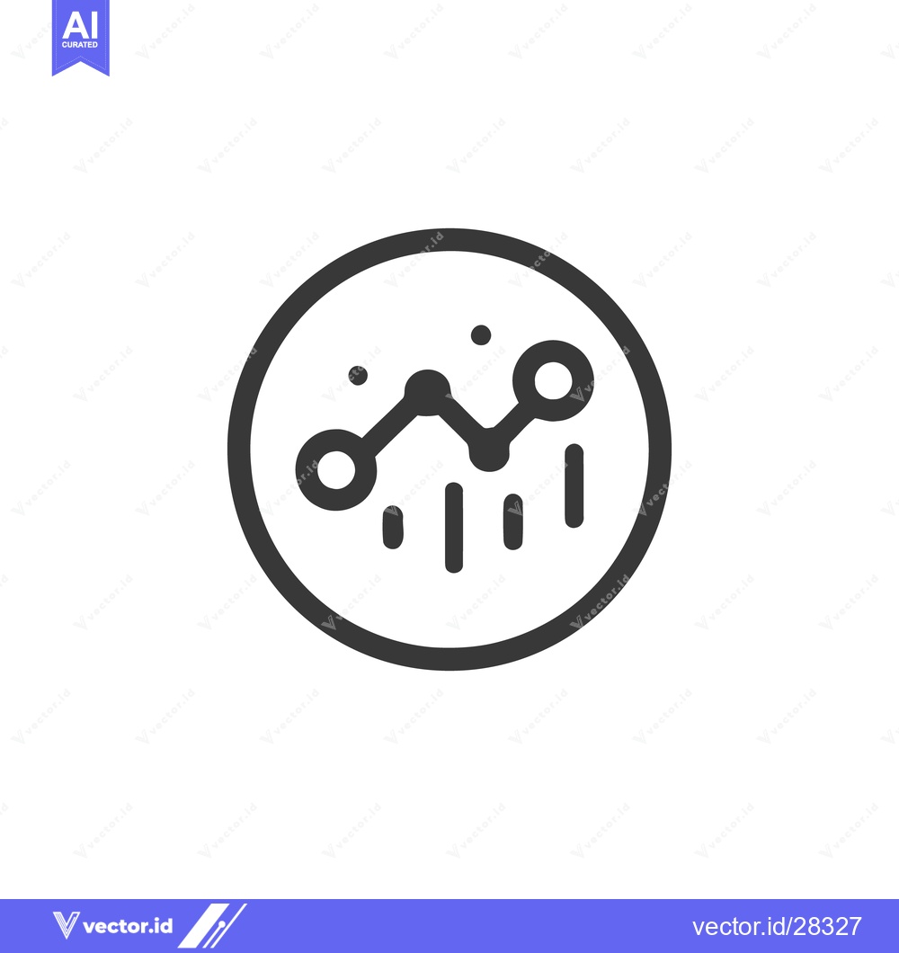 Premium Vector of Circular Data Analysis Icon: Trend Line with Bar Graph Inside Circle