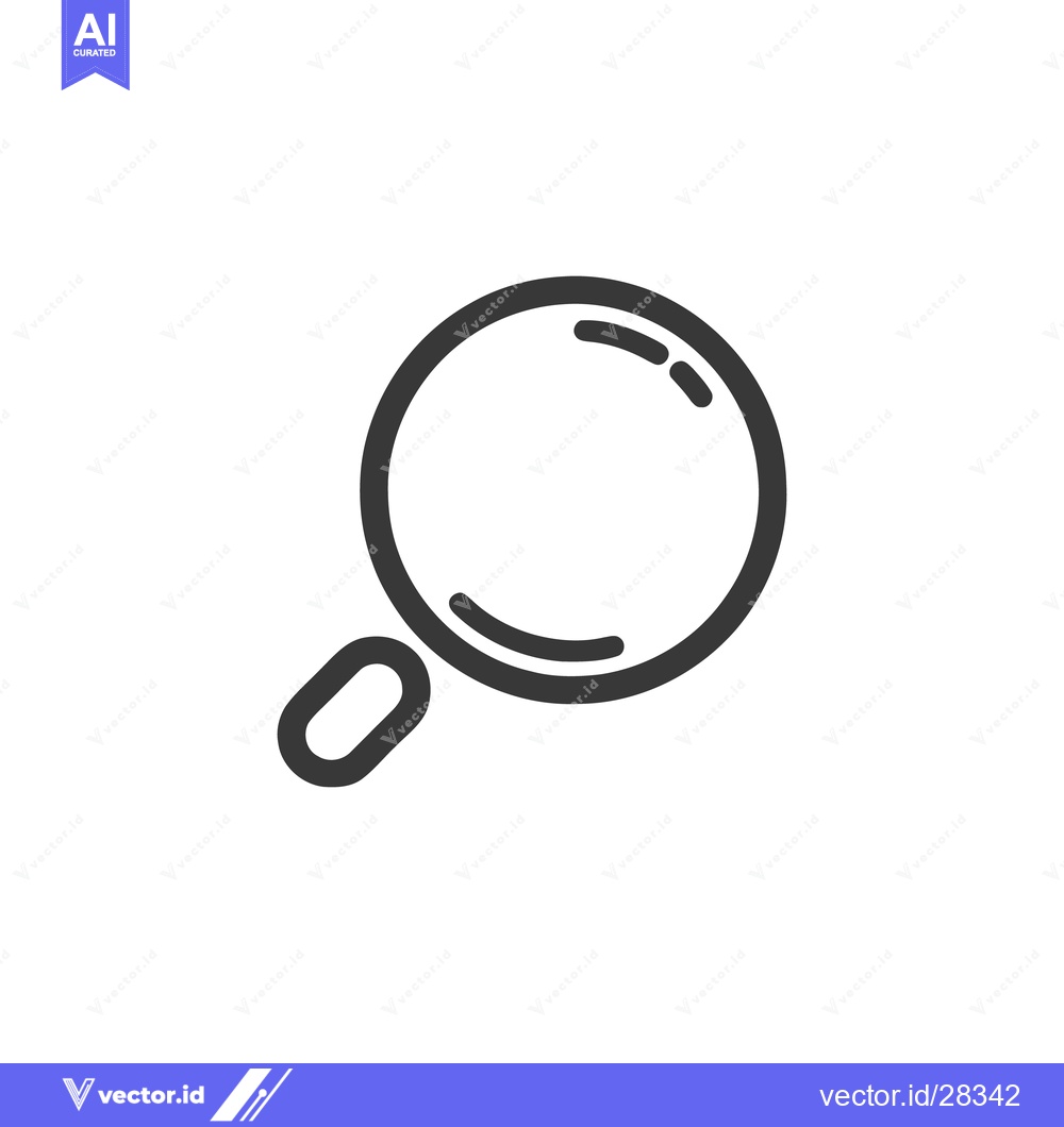 Premium Vector of Minimalist Magnifying Glass Icon on White Background, Simple Design
