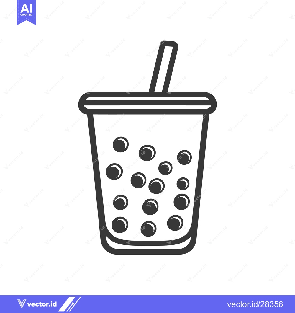 Premium Vector dari A simple black and white illustration of a bubble tea beverage