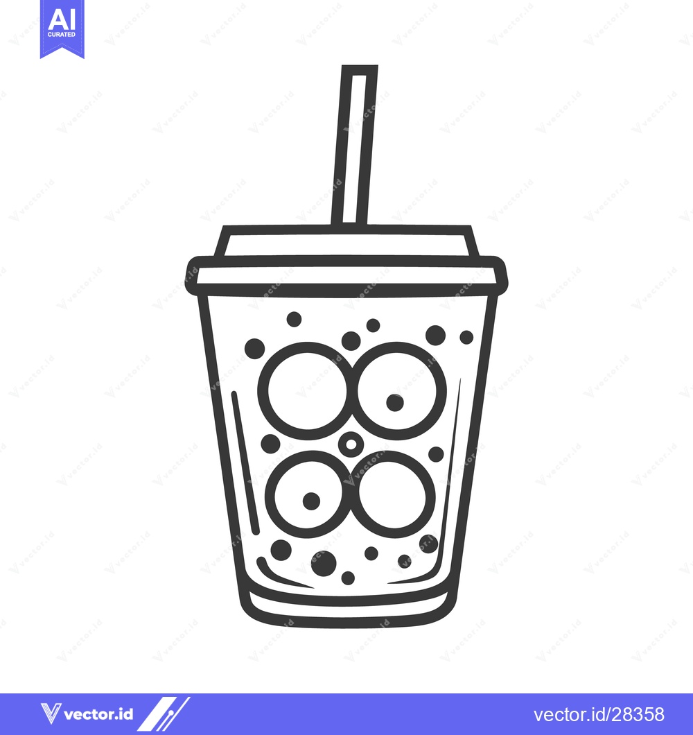 Premium Vector dari Black and white illustration of a beverage drink in a cup