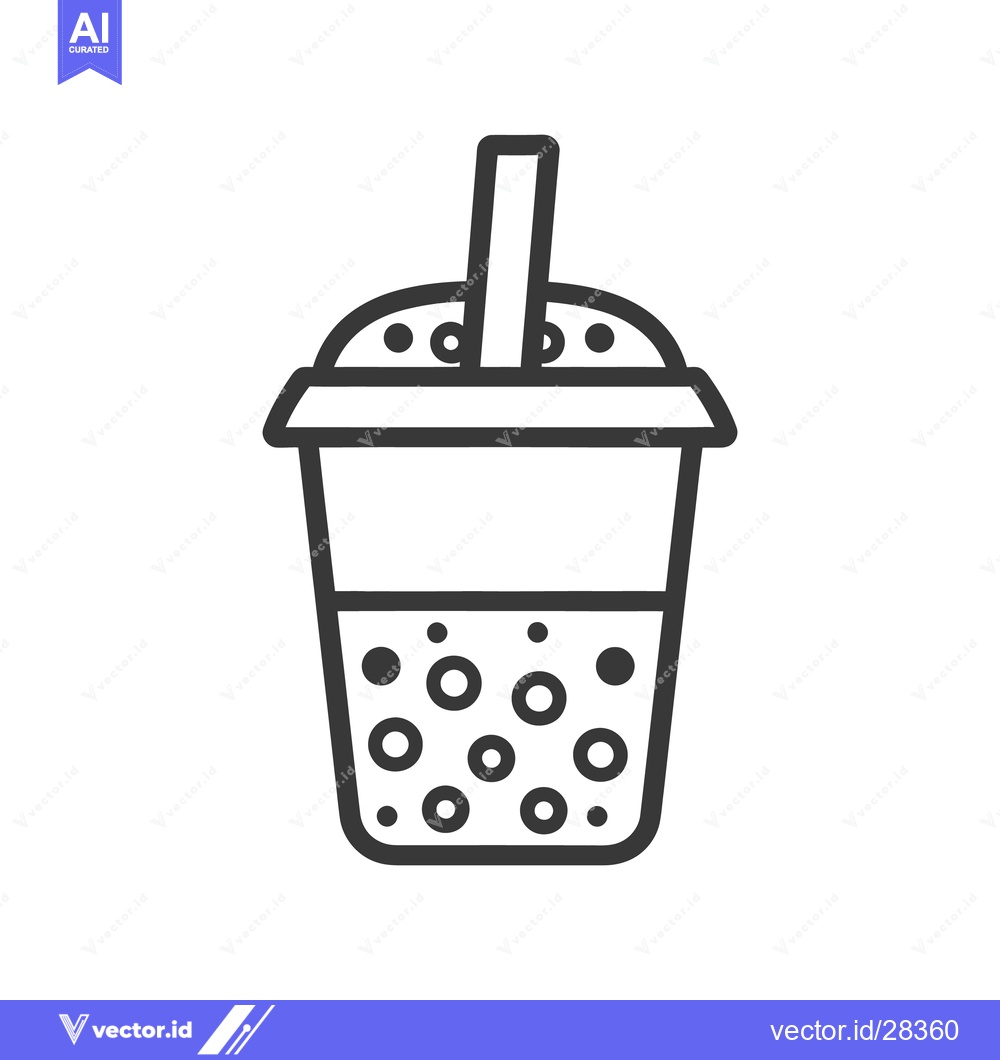 Premium Vector of A simple line art depiction of a bubble tea drink