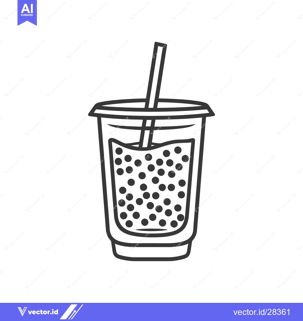 Premium Vector dari A clear cup of beverage with many round toppings and a straw