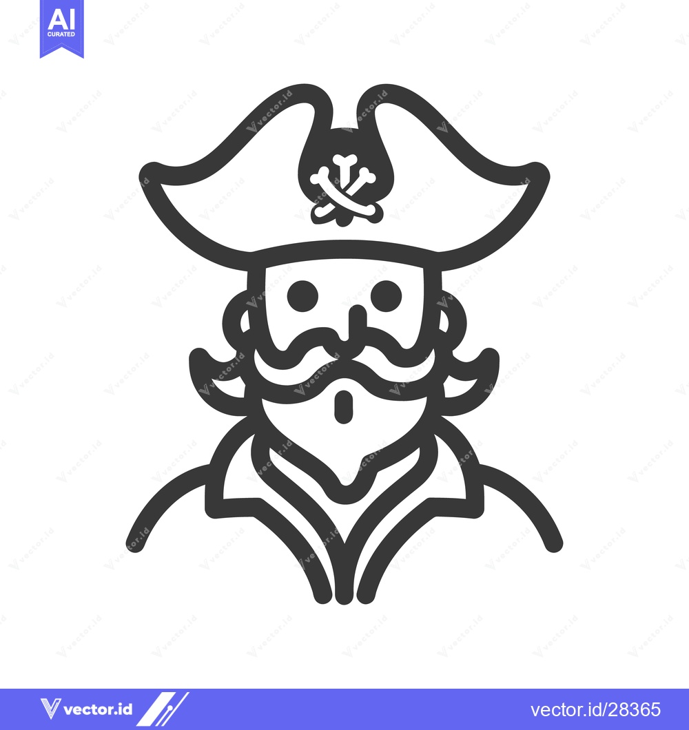 Premium Vector dari A Line Art Illustration Depicting A Cartoon Pirate Character