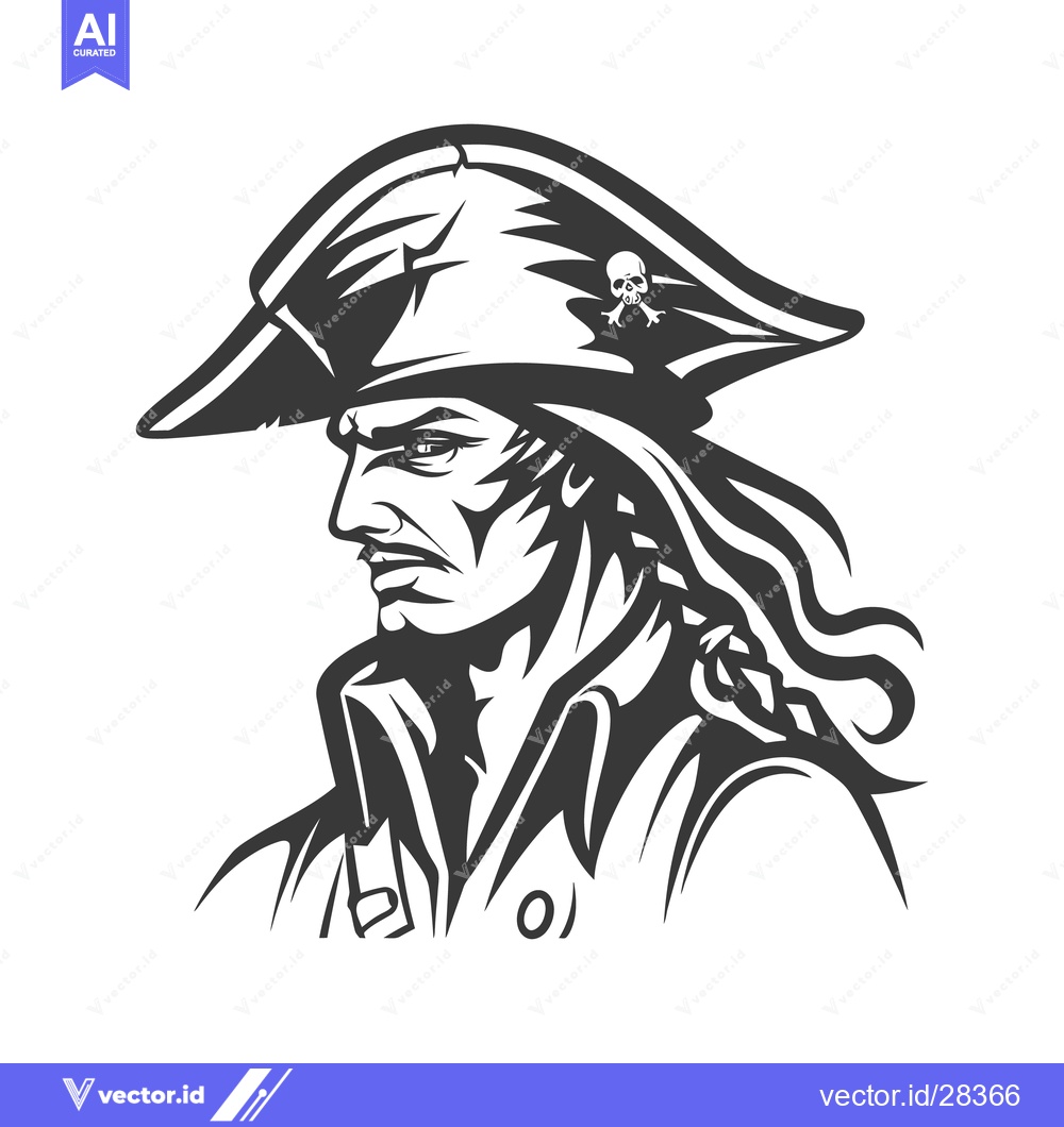 Premium Vector dari A detailed illustration of a pirate with a stern expression
