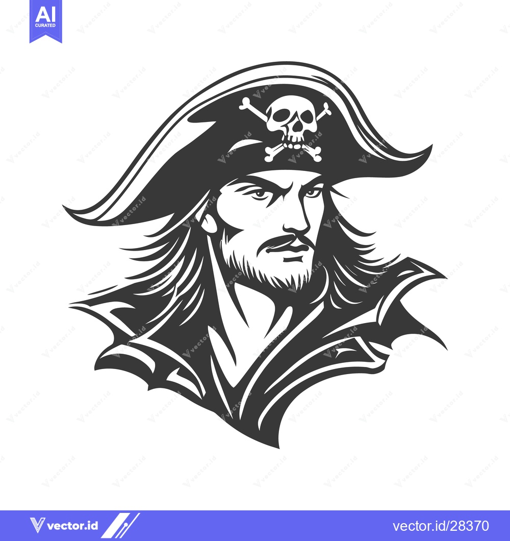 Premium Vector dari An illustrated portrait of a pirate wearing a tricorn hat