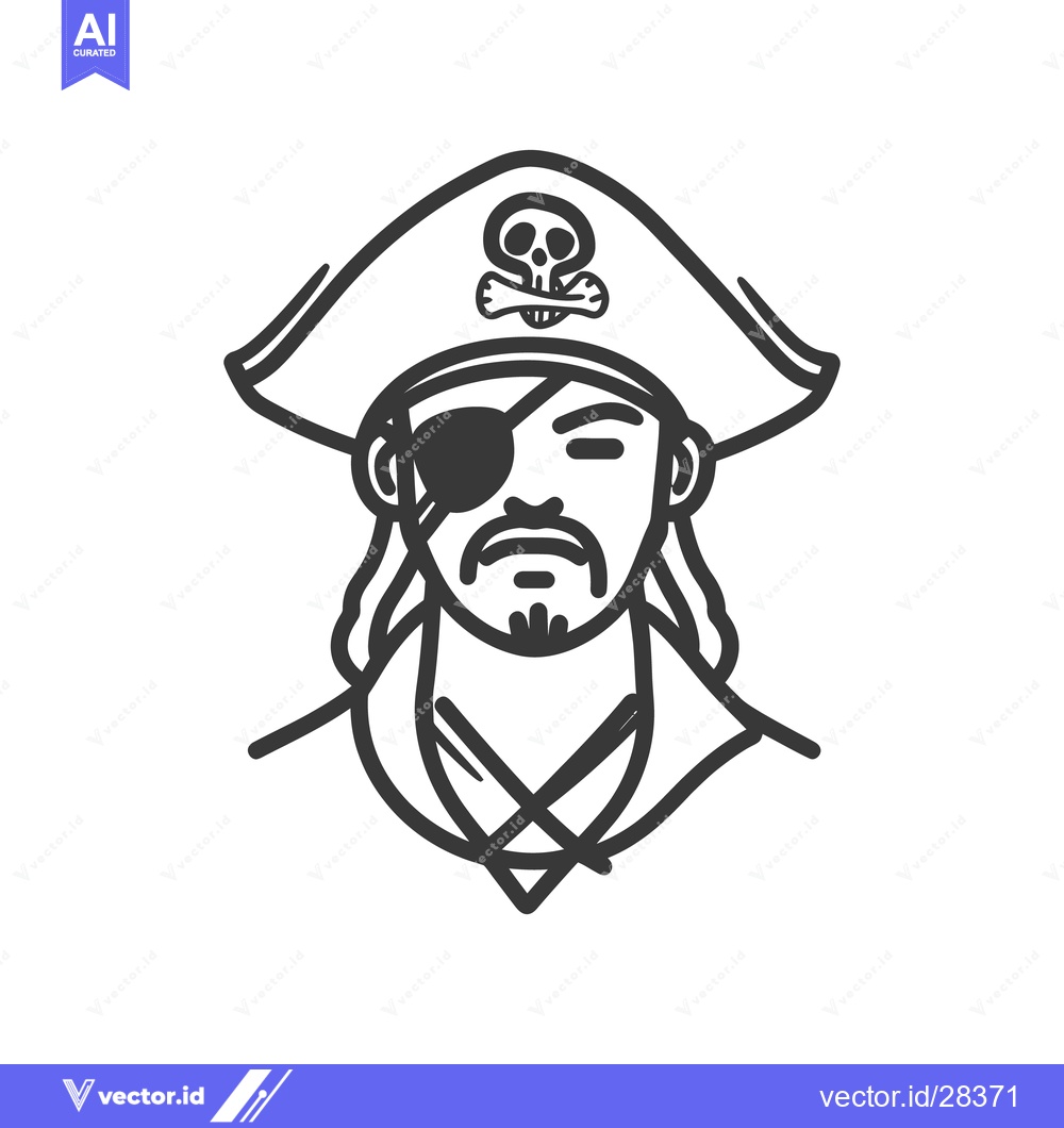 Premium Vector dari Illustration featuring a pirate with an eye patch and a skull