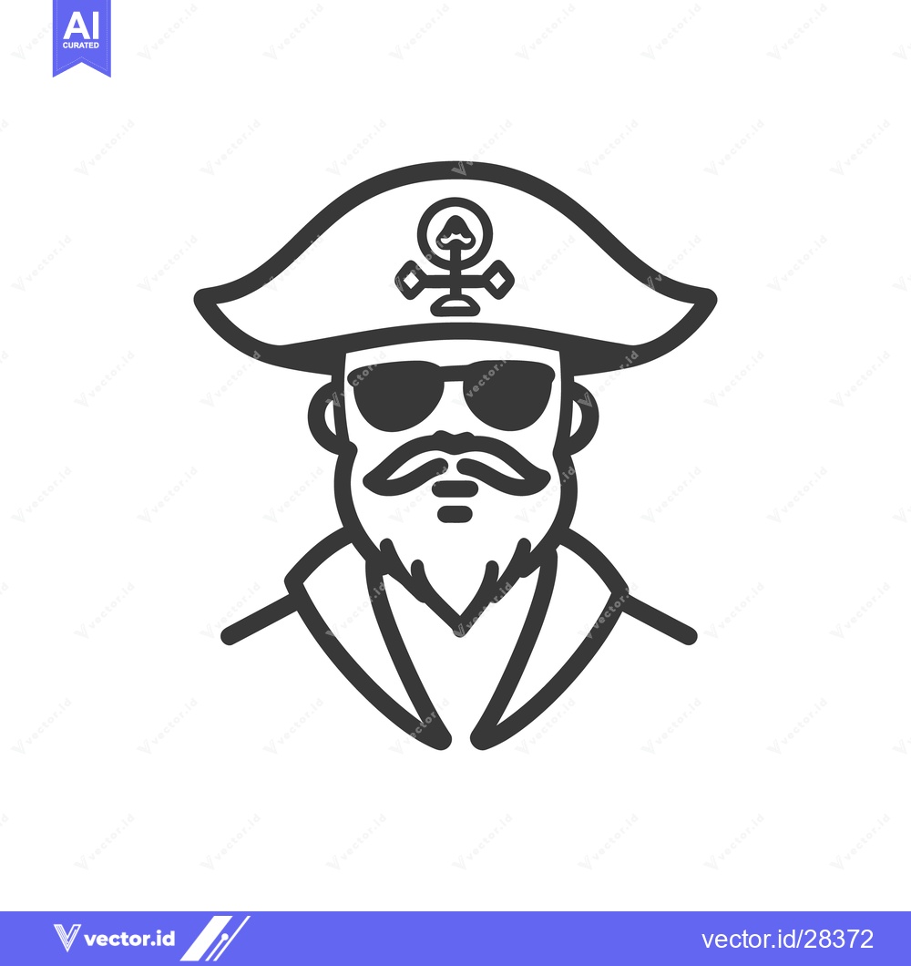 Premium Vector dari A stylized outline illustration of a pirate character wearing sunglass