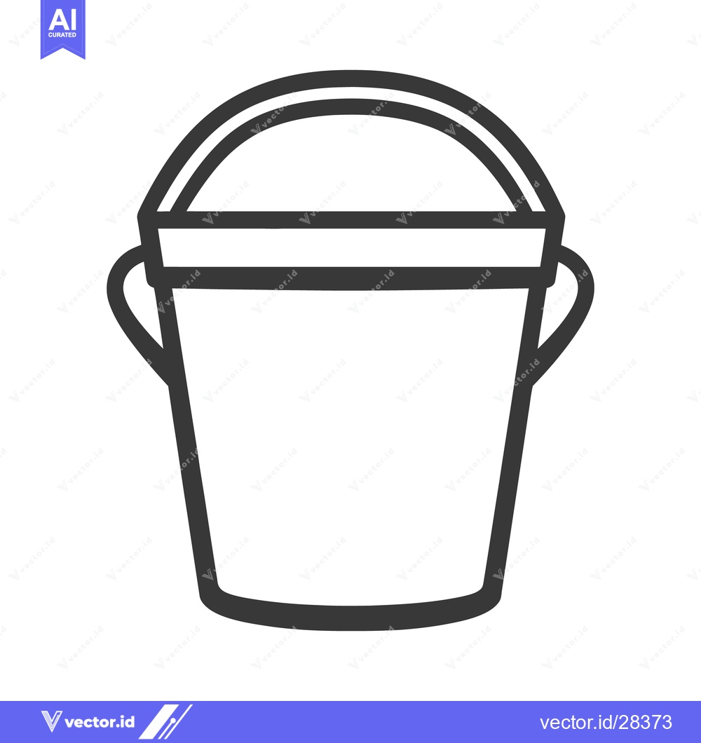 Premium Vector dari A graphic black and white illustration of a simple bucket with handle