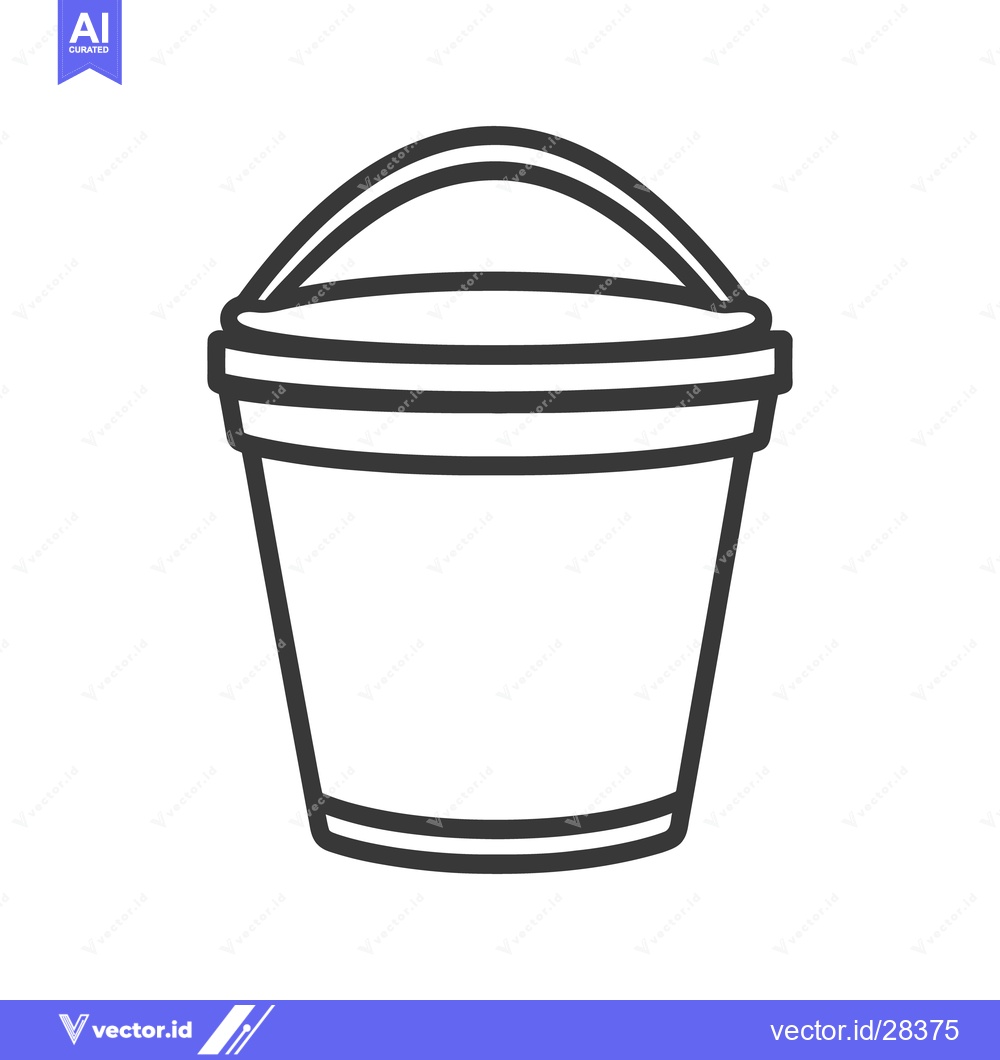 Premium Vector of A simple black and white illustration of a bucket with a handle