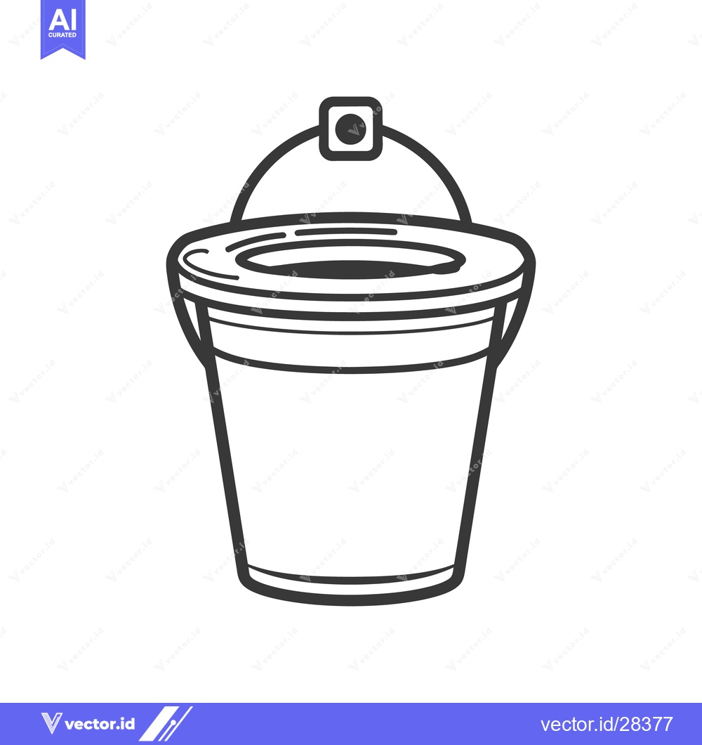 Premium Vector of A simple line drawing illustrating a clean bucket with handle