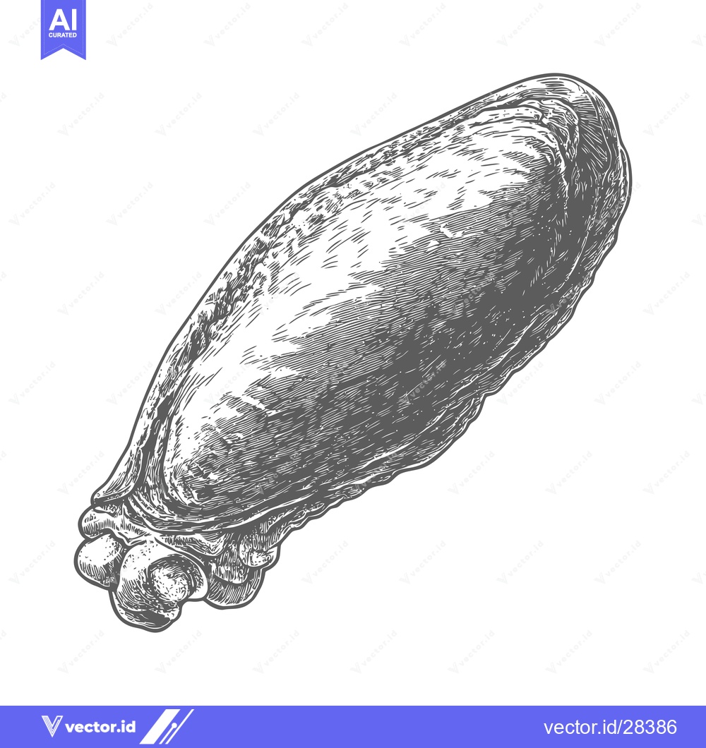 Premium Vector of A Detailed Drawing Of A Single Oyster Shell