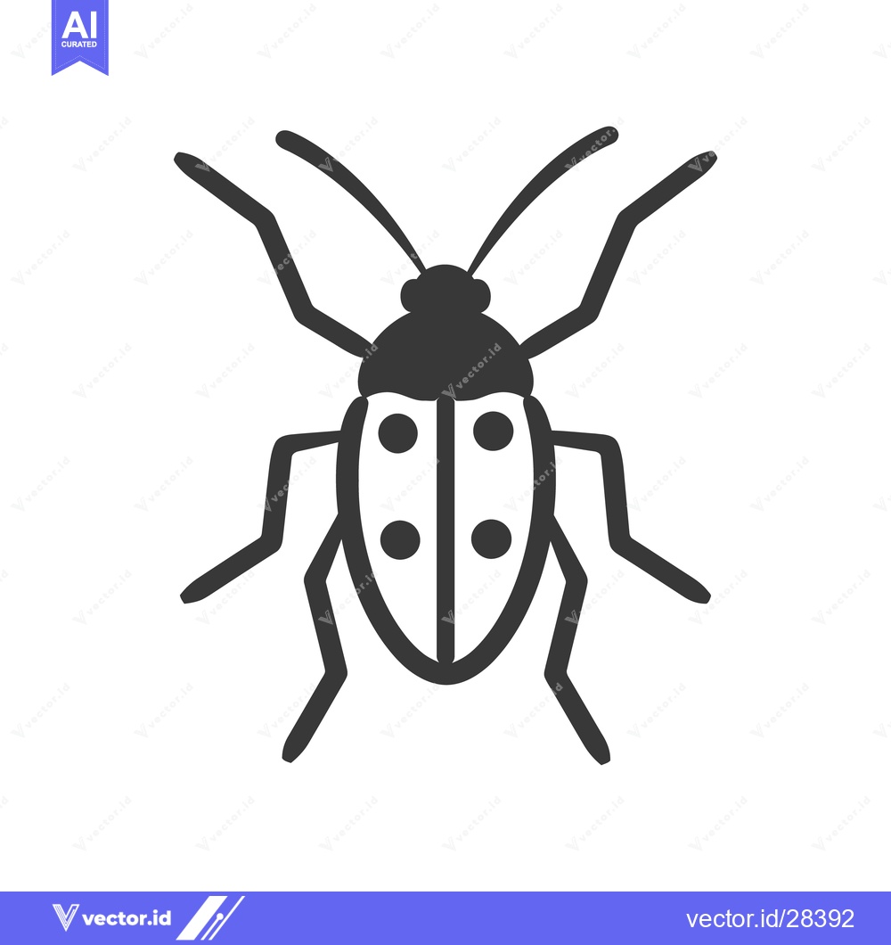 Premium Vector dari An illustrated black insect with four black spots on its back