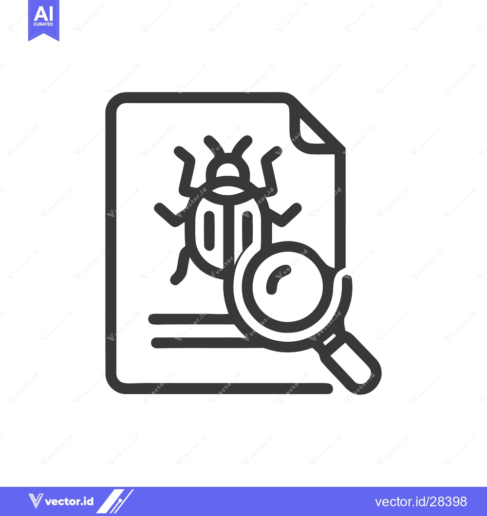 Premium Vector dari Software Bug Inspection: Magnifying Glass Reveals Code Error on Docume