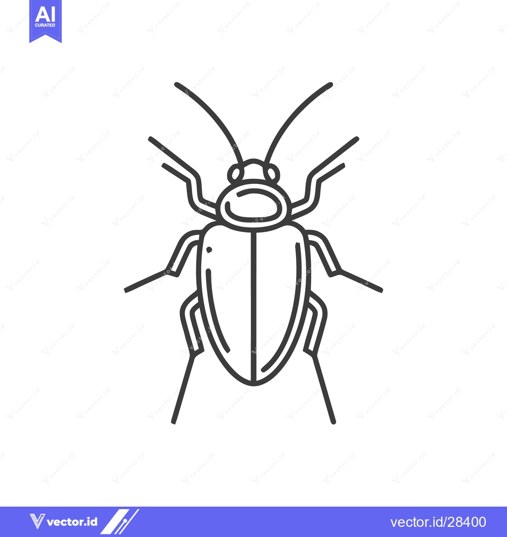 Premium Vector dari Minimalist Cockroach Line Art: Detailed Insect Illustration on White B