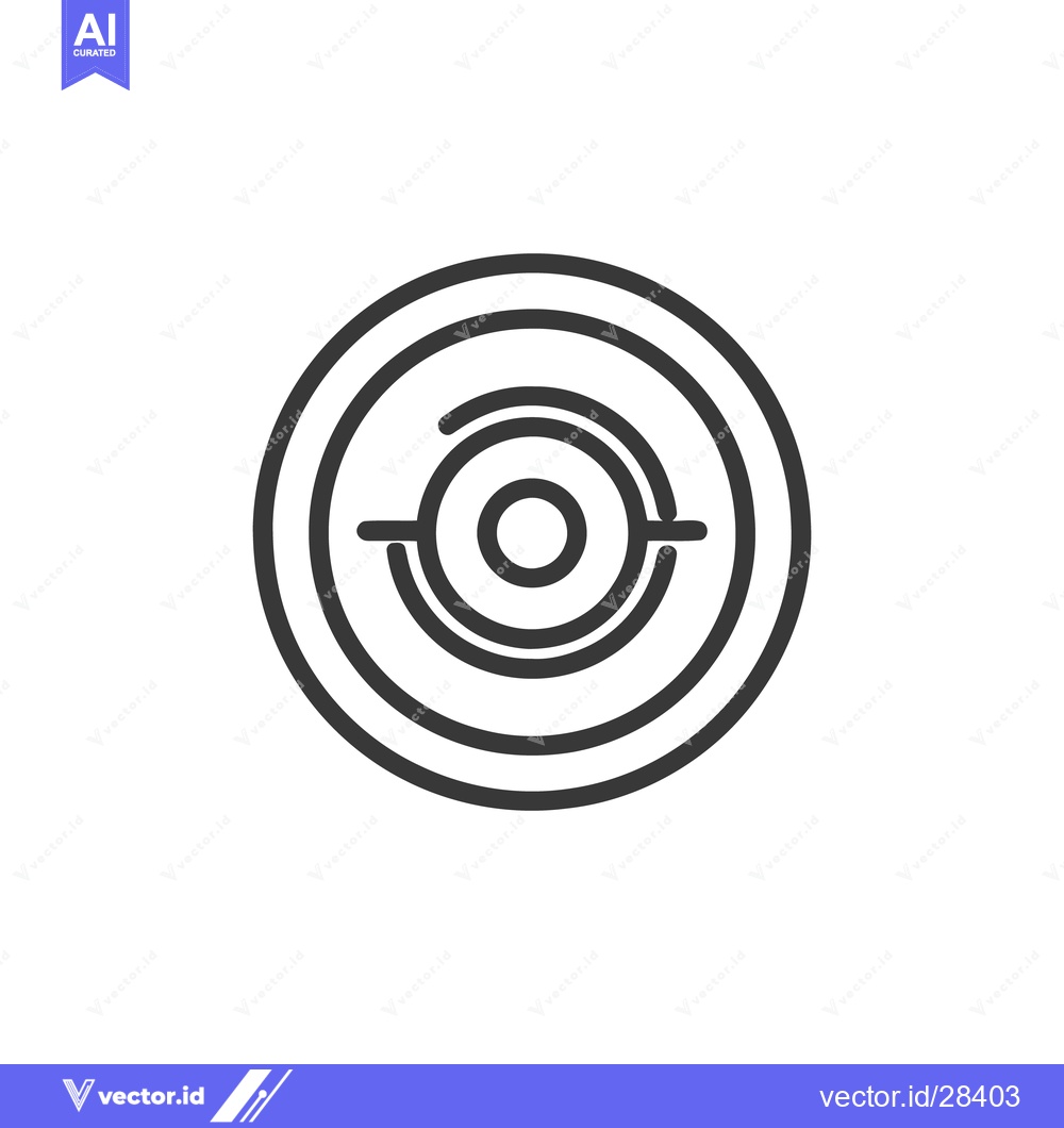 Premium Vector dari Minimalist Radar Icon: Concentric Circles with Target Lock, Black Line